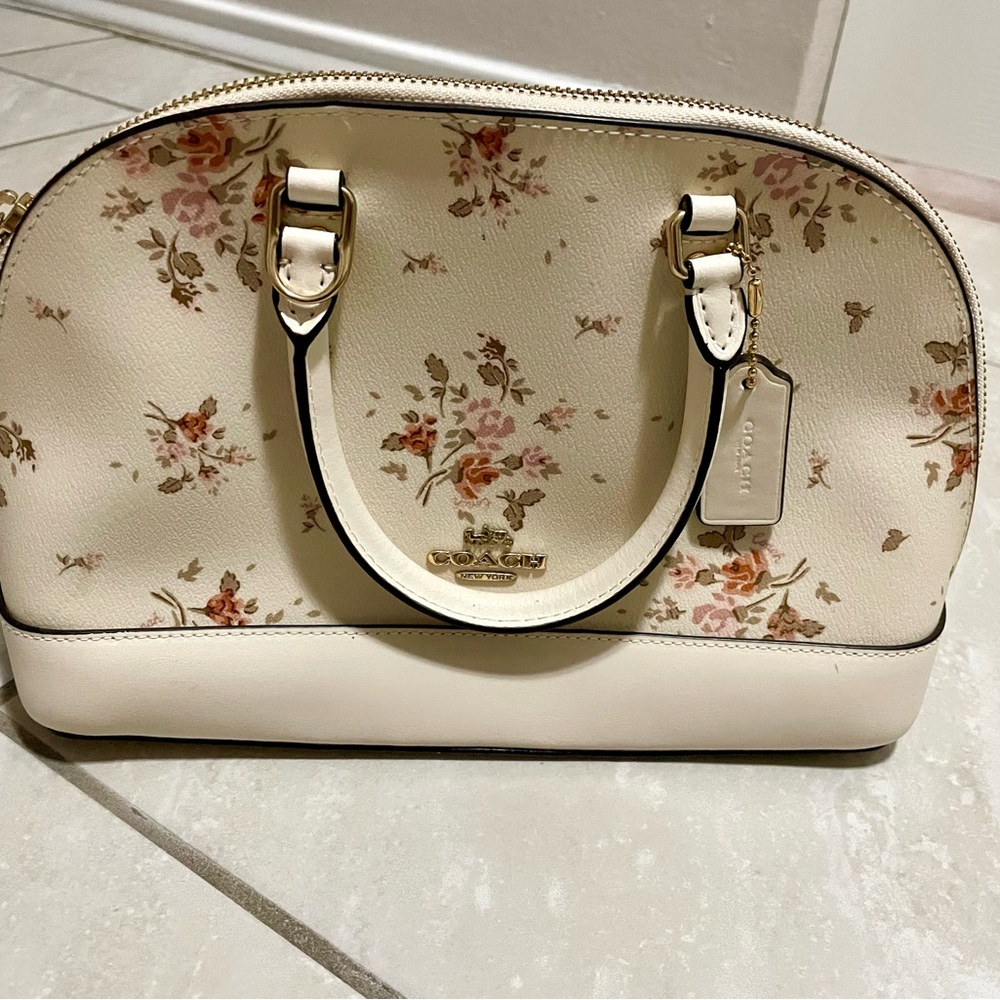 Coach Ivory Floral Satchel